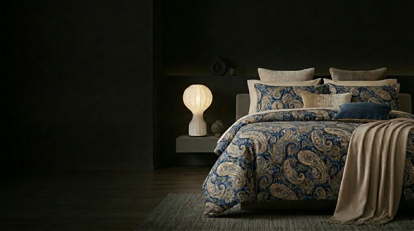Luxurious folded linen fabrics and towels in warm, natural light